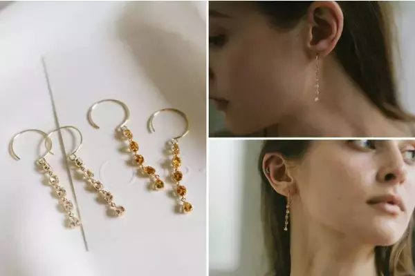 「「Ops.」の琥珀色やクリアに輝く新作の天然石ピアスが早割で1000円OFF！」の画像