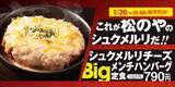 「持ち帰りも可能！松のやの「シュクメルリチーズBigメンチハンバーグ定食」」の画像1