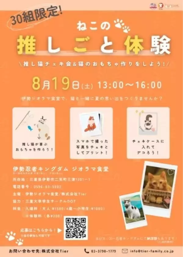 【三重県伊勢市】猫と夏の思い出を作ろう！猫カフェ 伊勢ジオラマ食堂×Tier「ねこの推しごと体験」開催