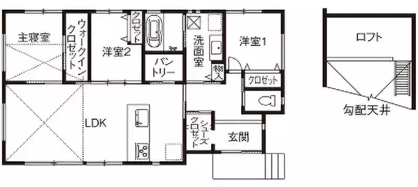 「【30代夫妻が建てた平屋】施工費2367万円・83平米、天井高3.5mの開放感！ 高断熱で冬も結露なし、こたつを楽しめる”おこもりロフト”も｜神奈川県相模原市」の画像