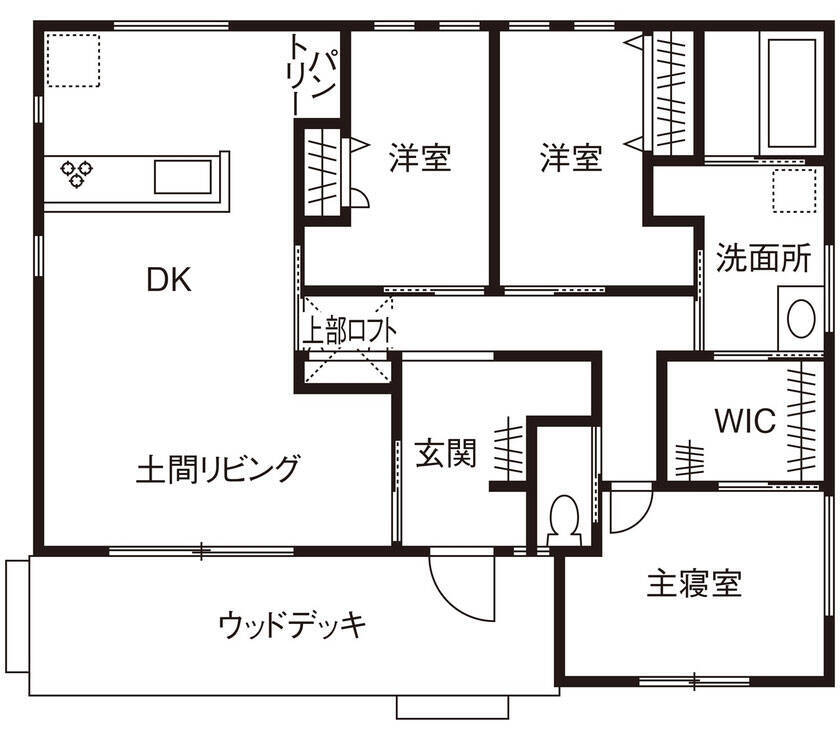 【30代夫妻、愛犬と暮らす平屋】100坪の敷地に87平米のアメリカン平屋。天井高4m超の開放感、冬は薪ストーブ1台・エアコン不要で快適　埼玉県入間郡