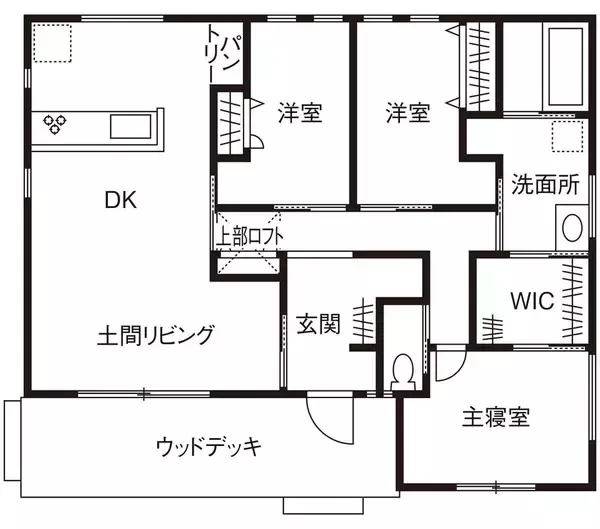 「【30代夫妻、愛犬と暮らす平屋】100坪の敷地に87平米のアメリカン平屋。天井高4m超の開放感、冬は薪ストーブ1台・エアコン不要で快適　埼玉県入間郡」の画像