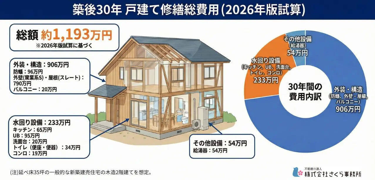 一戸建ての修繕費用、30年で約1200万円も！マンションよりもメンテンナンス費用がかからないは間違い？長期的な修繕費用の積み立てが必要