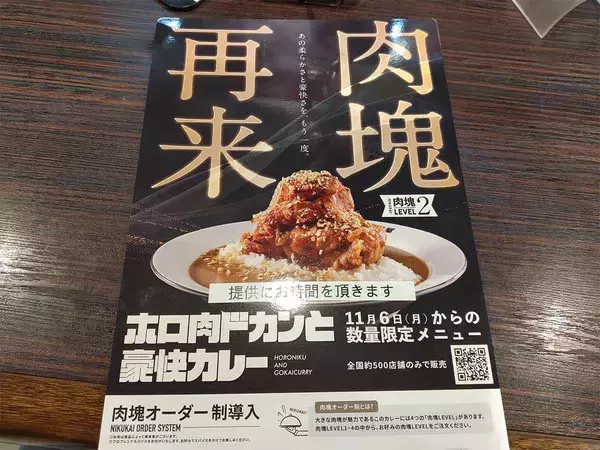 「ココイチで話題の肉塊カレー再び！？「ホロ肉ドカンと豪快カレー」は旨いのか？」の画像
