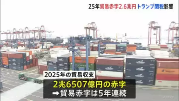 「貿易赤字」5年連続も赤字幅は半減　半導体など輸出伸び輸出額は過去最大に　“トランプ関税”でアメリカ向け輸出は5年ぶり減少　2025年貿易統計
