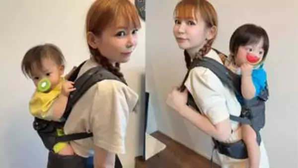【 中川翔子 】おんぶ紐で「ワンオペ時に家事」「おんぶしたら秒で寝た！」さらに双子を〝おんぶにだっこ〟「いつまでできるかな！」