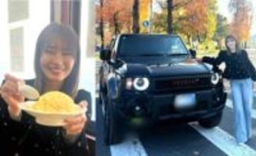 【 新山千春 】　ランクルタクシーで町中華の名店へ　「高校生の時に近所に住んでいて　本当によく通わせてもらったお店！　兆徳♡」