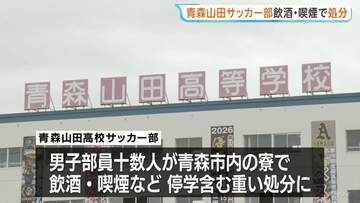 青森山田高校サッカー部　男子部員十数人が寮で飲酒・喫煙したとして停学含む重い処分　「個人の問題」として25日に始まるインターハイには出場する方針