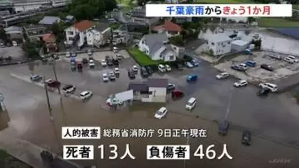 千葉豪雨からきょう（13日）で一か月　記録的大雨で13人死亡46人負傷　建物被害約7000棟に