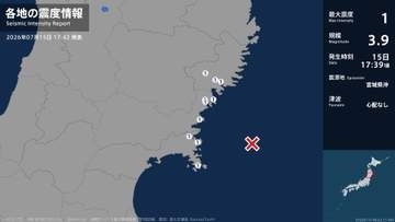 岩手県、宮城県で最大震度1の地震　岩手県・大船渡市、住田町、宮城県・気仙沼市、南三陸町、石巻市