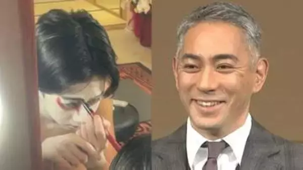 【 市川團十郎 】「助六の化粧の練習してた、嬉しかったです。」長男・勸玄（市川新之助）さんが熱心に化粧をする姿公開　「少しずつ伝えていきます。二人に、」