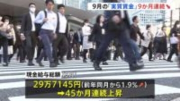 9月の「実質賃金」9か月連続マイナス　前年同月比1.4％減　厚生労働省「物価の高騰に追い付いていない」