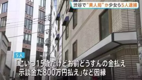 「示談金だ、800万円払え」美人局の手口で20代男性から現金30万円を奪ったか 15歳の女子高校生ら5人を逮捕 東京・渋谷区 警視庁