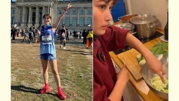ベルリンの食卓【 井上咲楽 】マラソンの翌日に友人宅で料理→ご飯「チンゲンサイの炒め物を作りました〜」〝とがったキャベツ〟も発見