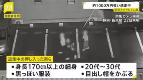 カメラに写った“3人組の男”の姿…　1000万円奪い逃走中の強盗事件で防犯カメラに　静岡・長泉町