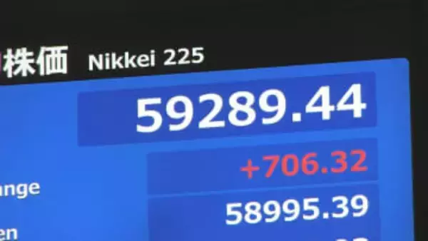 【速報】日経平均株価 一時700円超の上昇 史上初の5万9000円を突破