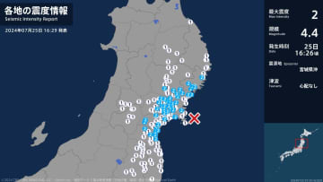 岩手県、宮城県で最大震度2の地震　岩手県・大船渡市、陸前高田市、釜石市、住田町、一関市、奥州市