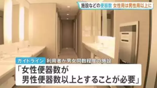 「女性便器の数を男性便器の数以上に」女性用トイレの行列問題受けトイレ設置に関するガイドライン公表　国土交通省