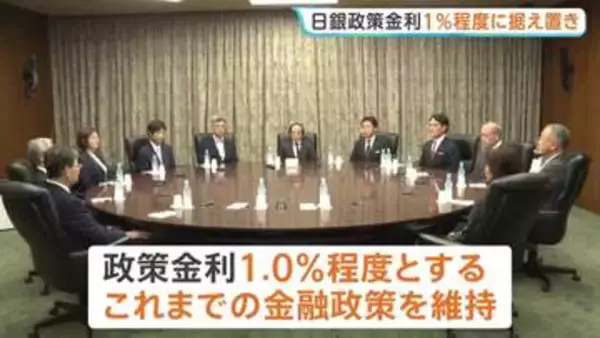 日銀 政策金利1.0％程度の据え置き決定　為替の影響について「幅広い品目の価格を押し上げる方向に作用する」展望レポート