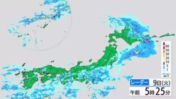 【6月9日 きょうの天気】雨エリア縮小も九州南部・北海道は雨続く　関東は朝と夕方以降に雨の所も