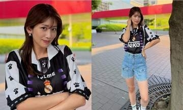 【 中川安奈 】 「W杯ということで、古着×サッカーの組み合わせ」　投稿写真に反響　「綺麗で可愛い」「かっこいい」
