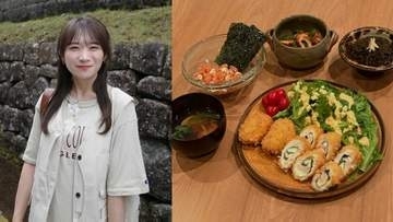 【 秋元真夏 】「もぐ。」ロケでゲットした食材で「チーズチキンカツ・サーモンタルタル・蛤のお吸い物」等々　フォロワー絶賛「なんて完璧なご飯なんでしょう」【 #割烹まなつ 】