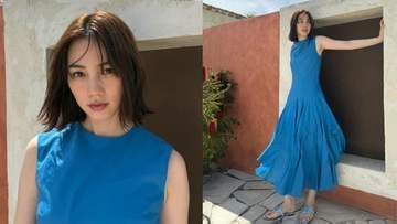 【 のん 】　青のワンピース姿を披露　南国風ロケーションでのオフショットに「美しさが溢れてる」など絶賛の声