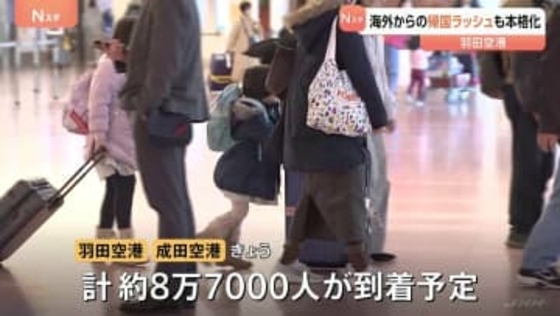 帰国ラッシュ本格化　きょうは羽田・成田にあわせて約8.7万人が到着予定