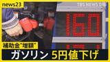 「ガソリン165円→160円に値下げ 給油スタンドは行列「5円は大きい」 暫定税率廃止に向け13日から補助金“増額” 家計負担は年間7600円軽減の試算も【news23】」の画像1