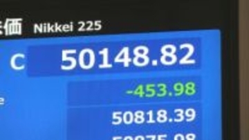 日経平均株価　453円下落で取引終了　5万円付近では押し目買いが下支え