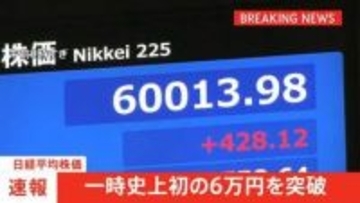 【速報】日経平均株価 史上初6万円突破