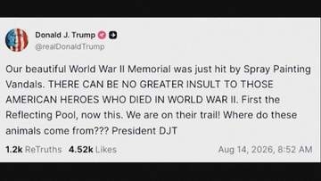 米・ワシントンの第二次世界大戦の記念碑に落書き　トランプ大統領「これ以上の侮辱はない」
