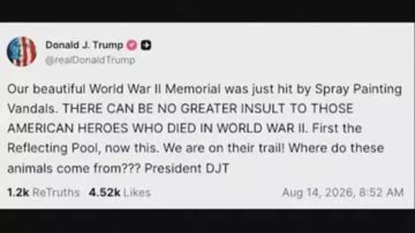 米・ワシントンの第二次世界大戦の記念碑に落書き　トランプ大統領「これ以上の侮辱はない」
