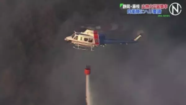 静岡・藤枝市で山林火災 延焼続く 人や建物への被害は確認されず あす朝から消火活動再開予定 自衛隊にヘリ要請