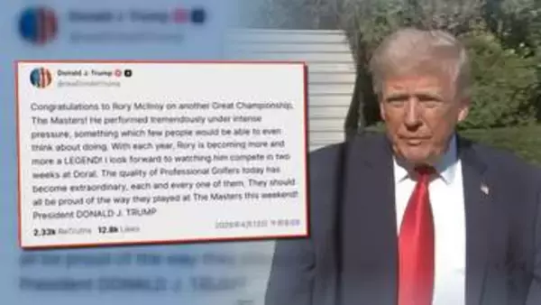 トランプ大統領「レジェンドになりつつある」マスターズ連覇のマキロイ選手を祝福