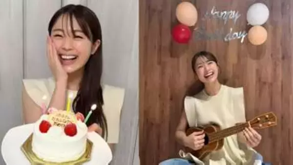 【 渋谷凪咲 】　30歳の誕生日を報告　「たくさんある夢を、ひとつずつ丁寧に叶えていけますように」　ウクレレ演奏やケーキ頬張る笑顔ショットにファン祝福