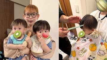 【 中川翔子 】　“1歳目前の双子” 初ヘアカットを報告　自宅で出張散髪「男の子は髪型で印象かわるなあ！」