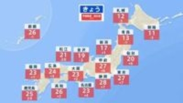 4月なのに関東中心に夏日続出　東京も今年初めての夏日か　西・東日本中心に黄砂飛来の可能性も