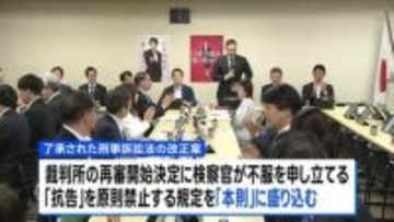 再審制見直しの刑事訴訟法改正案を了承　自民党の合同部会　「本則」に検察官抗告「原則禁止」盛り込む  あす閣議決定へ