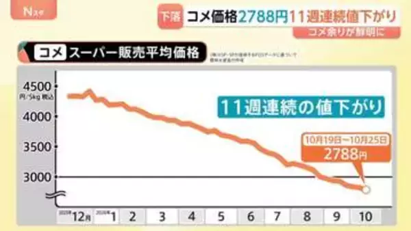 コメの平均小売価格が11週連続値下がり　政府は備蓄米10万トンの買戻しを検討　関係者「価格に大きな影響はない規模」