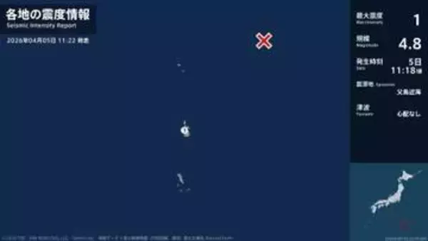 「東京都で最大震度1の地震　東京都・小笠原村」の画像