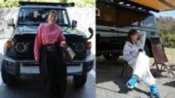 【 新山千春 】愛車「ランクル70」で桜ドライブを満喫　「自然の中で大きな深呼吸できる時間が贅沢で豊かな気持ちになれた」