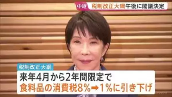 税制改正大綱を閣議決定へ　食料品消費税1%に引き下げなど　財源は「赤字国債に頼らない」と強調も確保の具体化は年末に持ち越された形