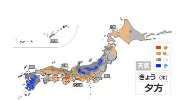 【梅雨前線で雨広がる】関東甲信～東北は局地的ににわか雨　九州は雷雨も　土日は全国的に雨で北陸・東北南部で梅雨入りも【きょうの天気】