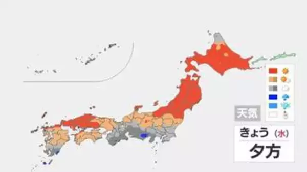 関東から西の太平洋側で曇天 にわか雨のところも　北日本で気温上昇、青森では夏日も【連休最終日の6日天気】