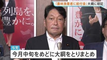 食料品の消費税1％めぐり税制改正大綱の原案　政府が提示　農林漁業者に給付金を明記