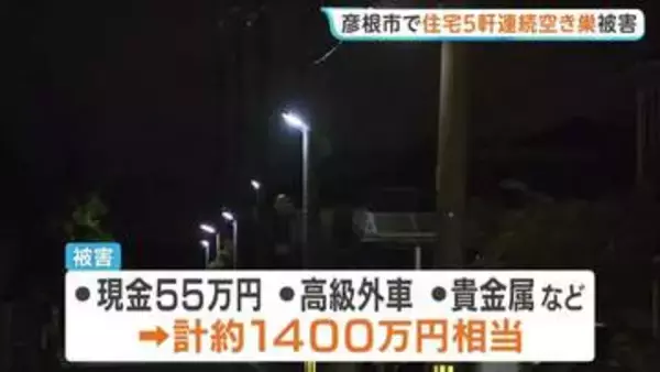 高級外車や貴金属など1400万円相当が盗まれる　滋賀・彦根市の住宅5軒に空き巣　同一犯の可能性も