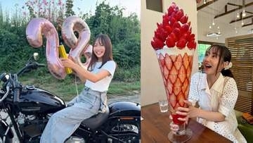 【 丸りおな 】　28歳バースデーを報告「またひとつレベルアップ」　ハーレー動画＆ド迫力の「巨大いちごパフェ」ショットに反響「可愛すぎる」