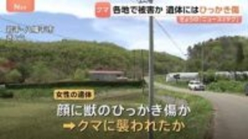 各地でクマ出没 岩手で女性遺体 クマに襲われたか 遺体に“ひっかき傷”　山形では男性が体長約1mのクマに襲われる　顔や体にケガも命に別状なし