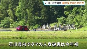 助け呼ぶ声、「クマが覆いかぶさっていた」80代男性が顔や足など大けが　石川・小松市岩渕町　クマは山へ逃走
